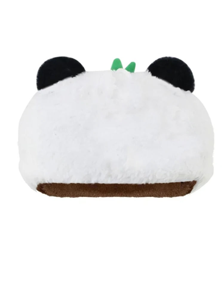 Outdoor cartoon panda embroidery earmuffs windproof double-layer cotton warm coral fleece Lei Feng hat